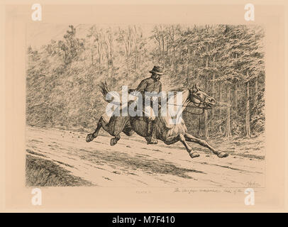 Ein Foto eines Zeitungskorrespondenten, E. Forbes, der Nachrichten über eine Schlacht berichtet. Das Bild repräsentiert die Rolle der Presse bei der Dokumentation bedeutender historischer Ereignisse während des Krieges. Stockfoto