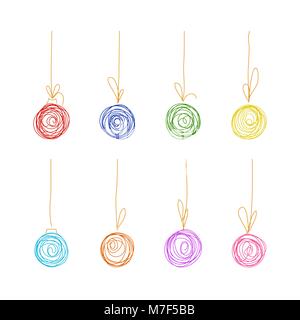 Vektor hand Zeichnung Skizze Christbaum Kugeln. Abbildung: Christmas Ball set Stock Vektor