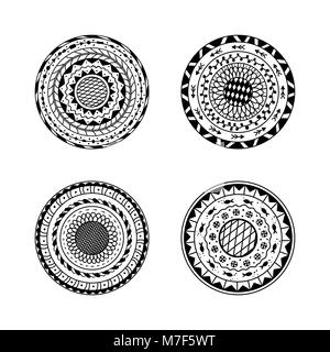 Vektor einrichten von vier Mandalas. Ethnische Dekorative Runde Ornament. Färbung Seite Buch für Erwachsene Stock Vektor