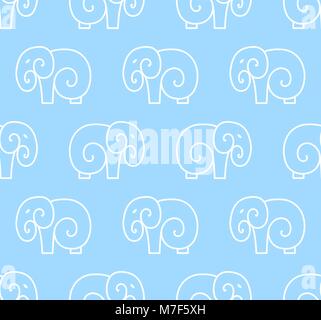 Vektor nahtlose Muster der einfachen Elefant. Eine Zeile art design Stock Vektor