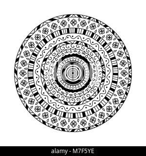 Vector Illustration von runden Mandala. Ethnische dekorative Verzierung. Färbung Seite Buch Anti Stress für Erwachsene Stock Vektor