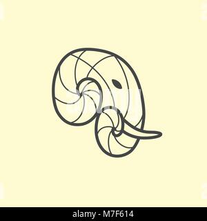 Vektor Elephant Head Logo Design. Line Art elephant Logo Stock Vektor