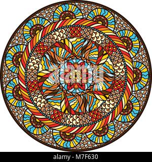 Ethnische runden Muster mit Hand gezeichnet Ornament Stock Vektor