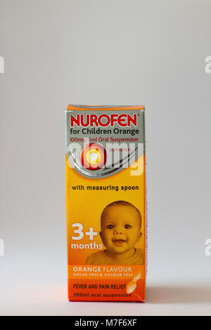 März 10th, 2018, Cork, Irland - nurofen Für Kinder Suspension ibuprofen. Stockfoto