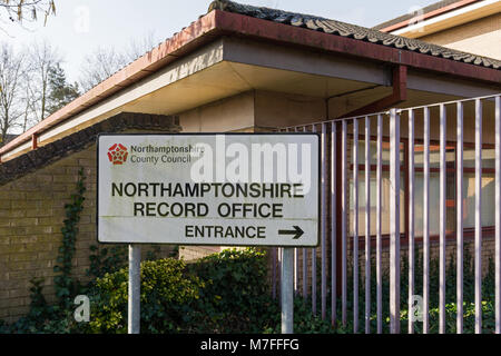 Northamptonshire Record Office, der Heimat der lokalen Geschichte und Genealogie Archive für die Grafschaft; Wootton Hall, Northampton, Großbritannien Stockfoto