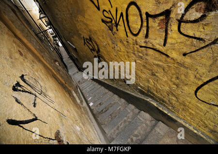 Treppe von Mårten Trotzigs Gränd, die engste Gasse in Gamla Stan, Stockholm, Schweden Stockfoto