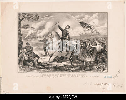 Tod von General Lyon an der Spitze seiner Truppen beim Aufladen der Rebellen, in der Schlacht an Wilsons Creek, Missouri, Aug 10 1861 LCCN 91793593 Stockfoto