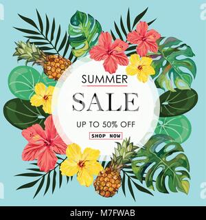 Summer Sale tropischen Banner Hintergrund. Stock Vektor