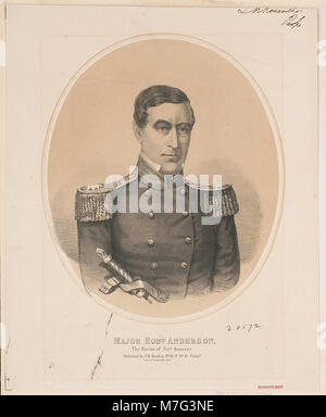 Eine Lithografie von Major Robert Anderson, die für seine Führung während der Schlacht von Fort Sumter anerkannt wurde und den Beginn des Bürgerkriegs markiert. Stockfoto