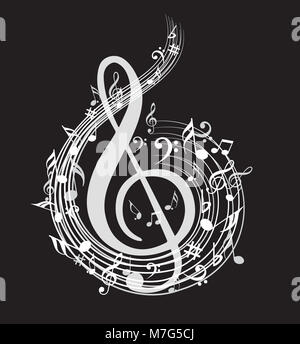 Musik Hinweis Hintergrund mit verschiedenen Musik Symbole Stockfoto