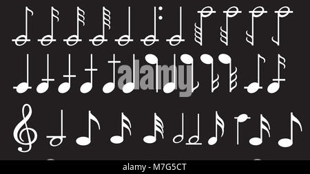 Musik Hinweis Hintergrund mit verschiedenen Musik Symbole Stockfoto
