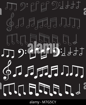 Musik Hinweis Hintergrund mit verschiedenen Musik Symbole Stockfoto