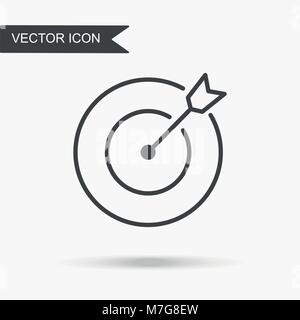 Modern und einfach Vector Illustration einer Dartscheibe Zielsymbol. Flaches Bild mit dünnen Linien zur Anwendung, Website, Interface, Business presentatio Stock Vektor