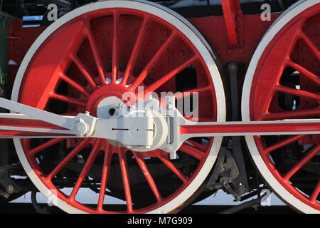 Die Räder der alten Dampflok, ein Fragment, close-up Stockfoto