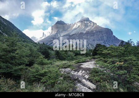 Cuerno Auftraggeber und dem Valle Frances, Torres del Paine Nationalpark. Patagonien, Chile Stockfoto