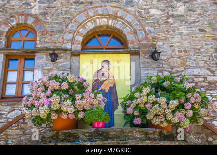 Blick auf Kloster Evangelistria, Skiathos, Griechenland Stockfoto