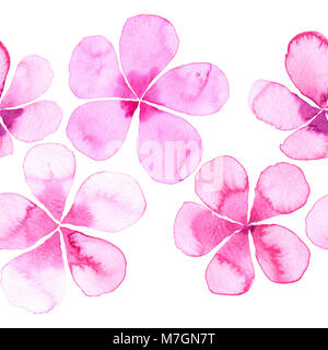Nahtlose wiederholbare rosa Blumen Aquarell Grenze Stockfoto
