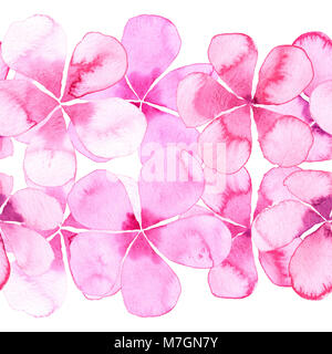 Nahtlose wiederholbare rosa Blumen Aquarell Grenze Stockfoto