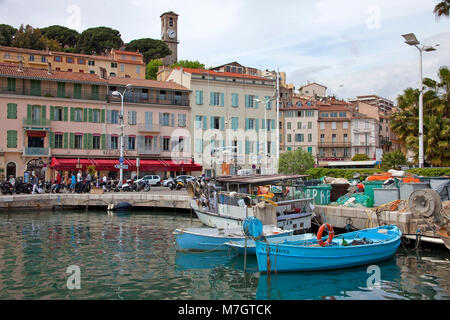 Alten Hafen Vieux Port und der Altstadt Le Suquet, Cannes, Côte d'Azur, Südfrankreich, Frankreich, Europa Stockfoto