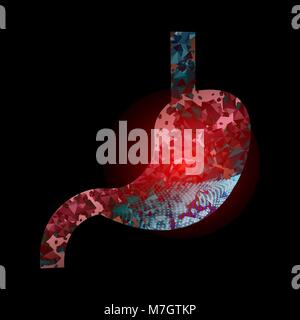 Gewicht im Magen. Kolitis. Medizinische Illustration von magenerkrankungen. 10 eps Stock Vektor