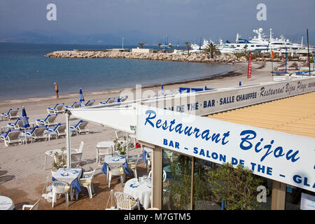 Beach Restaurant 'Bijou', Cannes, Côte d'Azur, Südfrankreich, Frankreich, Europa Stockfoto