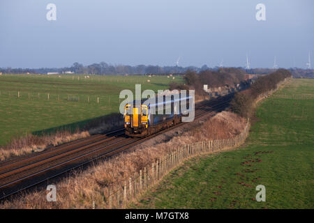 Ein scotrail Klasse 156 Sprinter zug Rigg (westlich von Gretna Green) mit dem 1323 - Newcastle Glasgow Central über Dumfries service Stockfoto