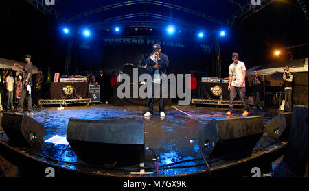 Rapper Tony Yayo, 50 Cent & Lloyd Banks von G-Unit führt auf dem Dies ist 50 Festival at Governor's Island am 3. Oktober 2009 in New York. Stockfoto