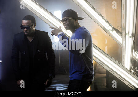 Jeremih und 50 Cent auf - an der Jeremih mit 50 Cent Musik Video für 'Down On Me" am 17. November 2010 gesetzt. Stockfoto