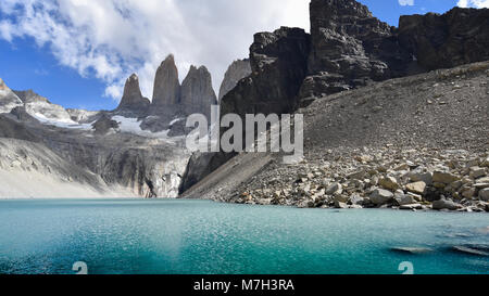 Fuß der Türme (Base Las Torres), Torres del Paine Nationalpark, chilenischen Patagonien Stockfoto