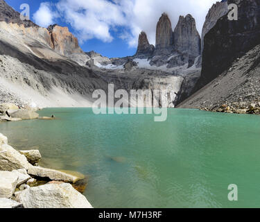 Fuß der Türme (Base Las Torres), Torres del Paine Nationalpark, chilenischen Patagonien Stockfoto