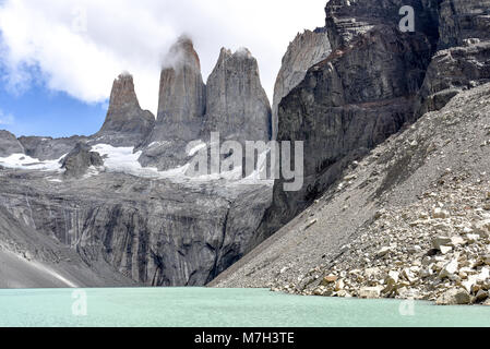 Fuß der Türme (Base Las Torres), Torres del Paine Nationalpark, chilenischen Patagonien Stockfoto