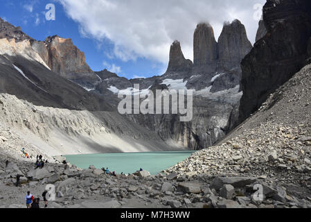 Fuß der Türme (Base Las Torres), Torres del Paine Nationalpark, chilenischen Patagonien Stockfoto