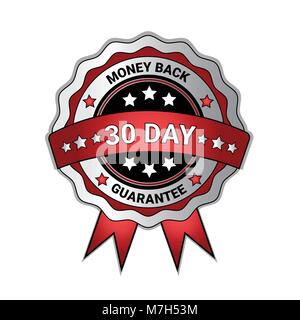 Geld zurück In 30 Tagen Garantie Medaille isoliert Vorlage Dichtung Symbol Stock Vektor