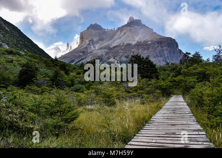 Cuerno Auftraggeber und dem Valle Frances, Torres del Paine Nationalpark. Patagonien, Chile Stockfoto