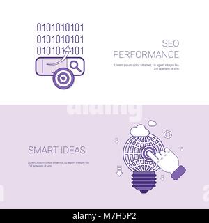 Seo Leistung und intelligente Ideen Marketing Konzept Vorlage Web Banner mit Kopie Raum Stock Vektor