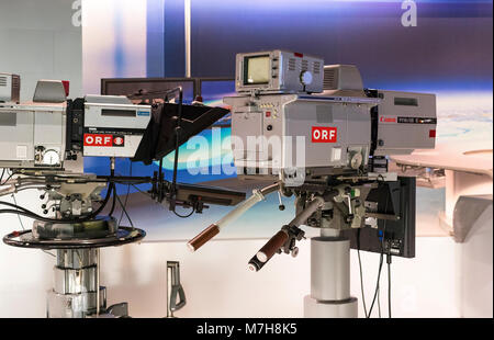 Wien, Österreich - 24 August 2017: Das Technische Museum Wien zeigt die Geschichte der Entwicklung von Fernsehen und Kino. Stockfoto