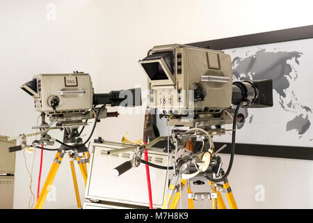 Wien, Österreich - 24 August 2017: Das Technische Museum Wien zeigt die Geschichte der Entwicklung von Fernsehen und Kino. Stockfoto