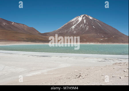 Laguna Verde ist ein hochkonzentrierter Salt Lake in der Fauna der Anden Eduardo Avaroa National Park am Fuße der Licancabur Vulkan - Bolivien Stockfoto