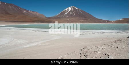 Laguna Verde ist ein hochkonzentrierter Salt Lake in der Fauna der Anden Eduardo Avaroa National Park am Fuße der Licancabur Vulkan - Bolivien Stockfoto