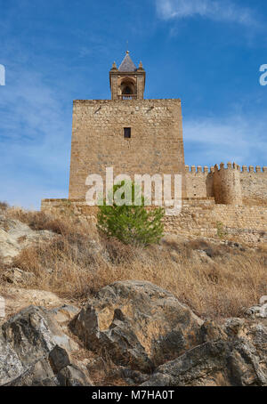 Die befestigte Eckturm des Alcazaba von Antequera in der andalusischen Stadt Antequera in Spanien. Stockfoto