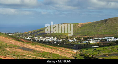 Dorf Haria, Lanzarote, Kanarische Inseln, Spanien. Panoramaaussicht Stockfoto