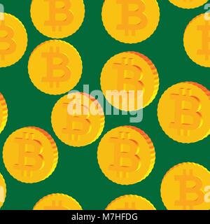 Münzen mit Bitcoin Symbole nahtlose Muster Stock Vektor