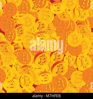 Münzen mit Bitcoin Symbole nahtlose Muster Stock Vektor