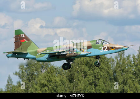 Belarus Air Force Su-25 während Aviadarts 2016 in Ryazan, Russland. Stockfoto