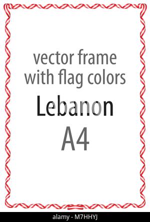 Rahmen und Grenze der Band mit den Farben des Libanon Flagge Stock Vektor