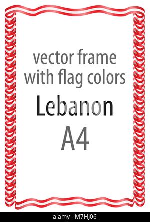 Rahmen und Grenze der Band mit den Farben des Libanon Flagge Stock Vektor