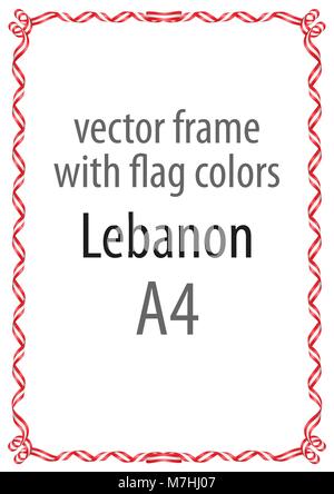 Rahmen und Grenze der Band mit den Farben des Libanon Flagge Stock Vektor