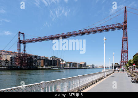 Puente, Puente Colgante Bizkaia, Puente Vizcaya, Puente Portugalete, die erste mechanische Schwebefähre der Welt, Vizcaya, Pais Vasco, Spanien, Stockfoto