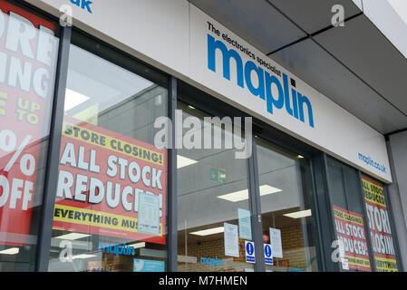 Maplin Store auf eine Retail Park in Chester GROSSBRITANNIEN Stockfoto