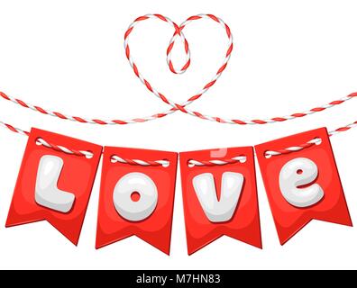 Grußkarte mit Fahnen. Konzept kann für Valentinstag, Hochzeit oder liebeserklärung Nachricht verwendet werden Stock Vektor